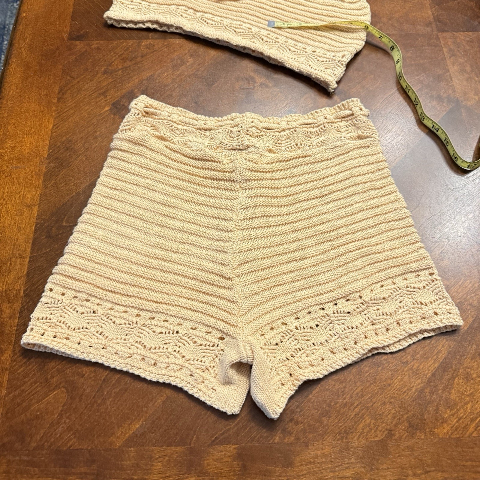 Jolie & Joy Fct 2pc Crochet Knit Set Large Crop Tank Top & Shorts Euc — image 7 of 8